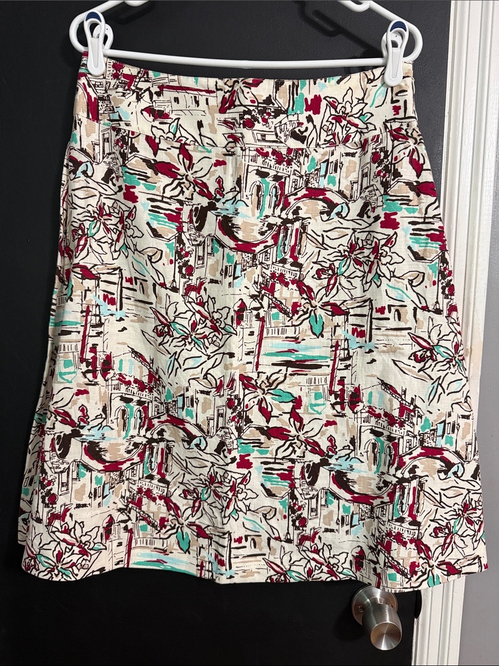 MERONA Linen Print A-Line Skirt Size: 10 Length: 24.5”
